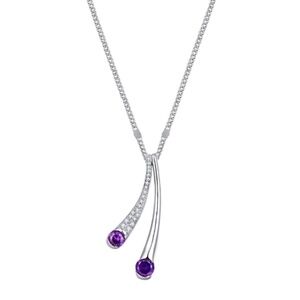 Clear Purple Cubic Zirconia Pendant Necklace